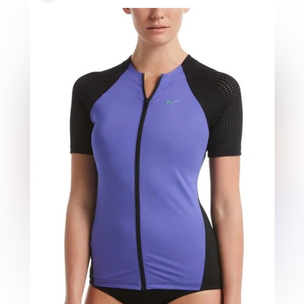 Nike Swim Activewear Top Women's S Purple Zip Hydroguard Swoosh Logo Graphic NWT - Picture 13 of 13